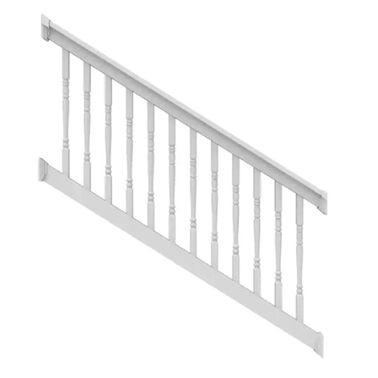 8ft. x 36in. - T Top Stair Rail with 1-1/2in. Turned Balusters - White