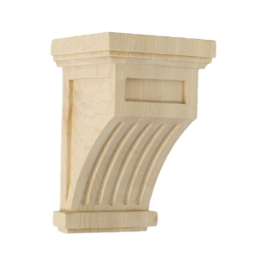 4 1/4in.W x 4 1/4in.D x 7in.H Fluted Mission Corbel, Cherry