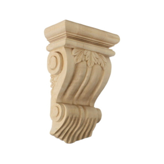 7in.W x 3 1/2in.D x 11in.H Traditional Leaf Corbel, Cherry