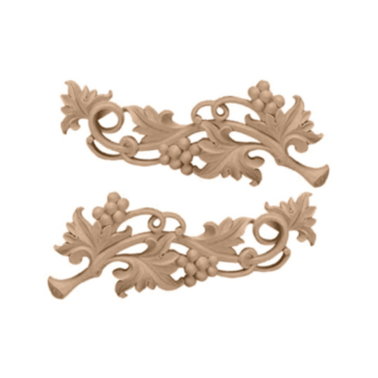 14 1/2in.W x 5 5/8in.H x 1in.D (Each Side) Large Grape Scrolls (Pair), Cherry