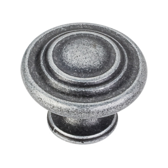 1 1/4in. Overall Length Cabinet Knob Distressed Antique Silver.