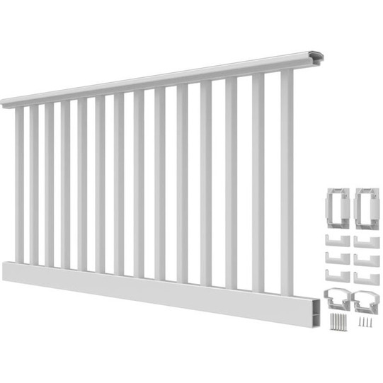 8ft. x 36in. - Level with 1-1/4in. Square Balusters - White