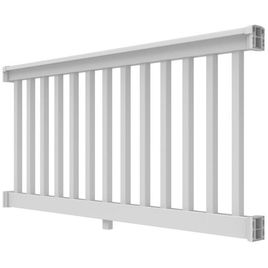 6ft. x 36in. - T Top Level Rail with 1-1/2in. Square Balusters - White