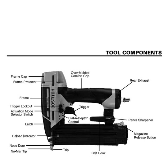 Bostitch Smart Point 18 Gauge Brad Nailer Components