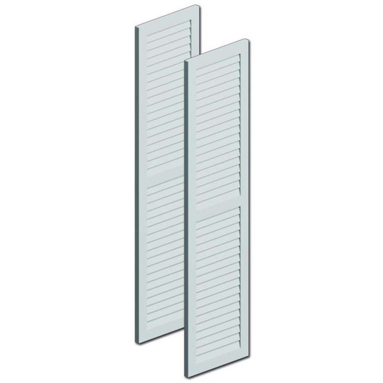 12&quot; Width, 36&quot; Height, 1&quot; Projection, With Center Rail, Louvered Shutter